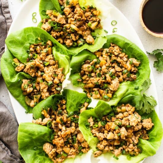 lettuce wraps on platter.