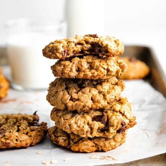 stack of peanut butter oatmeal cookies