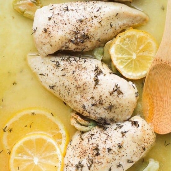 Lemon chicken escalopes.