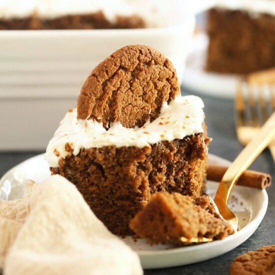 slice of gingerbread on a plate