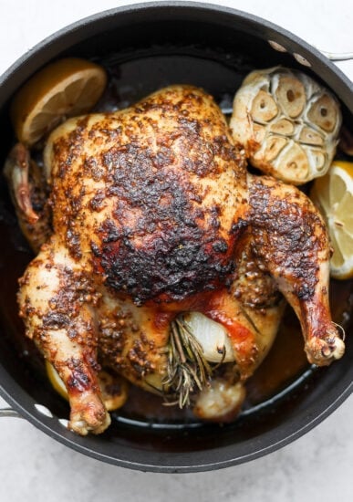 roasted chicken in pan