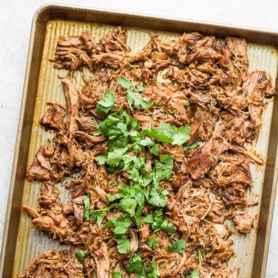 carnitas on a baking sheet