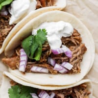 Pork Carnitas tacos on a plate