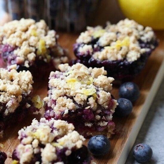 Blueberry lemon crumb bars.