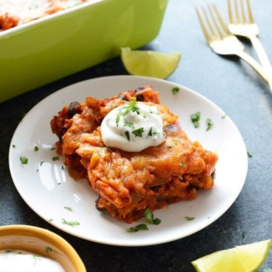 chicken enchilada casserole on plate