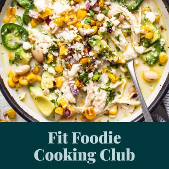 Fit foodie cooking club street corn chicken chili.