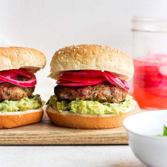 juicy turkey burgers on a plate